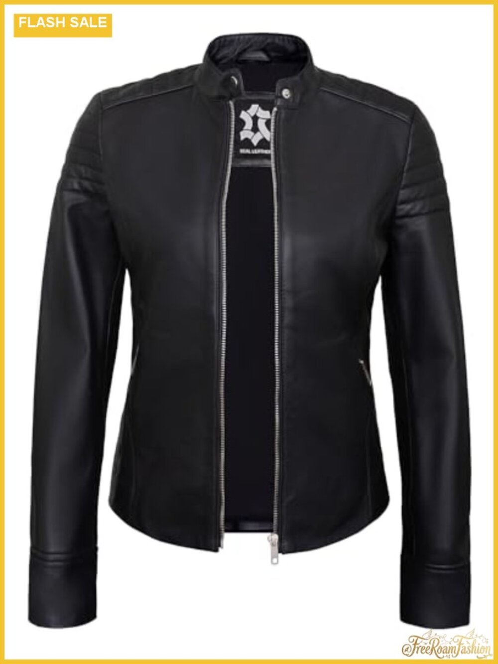 Womens Real Lambskin Leather Jacket Cafe Racer Moto Biker